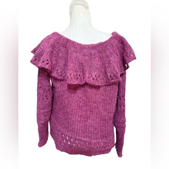 Anthropologie Gemma Sweater Boho Alpaca Ruffled Knit Sweater - Picture 4 of 6